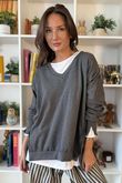 The Sunday Morning V Slouch Sweatshirt Dark Grey Melange